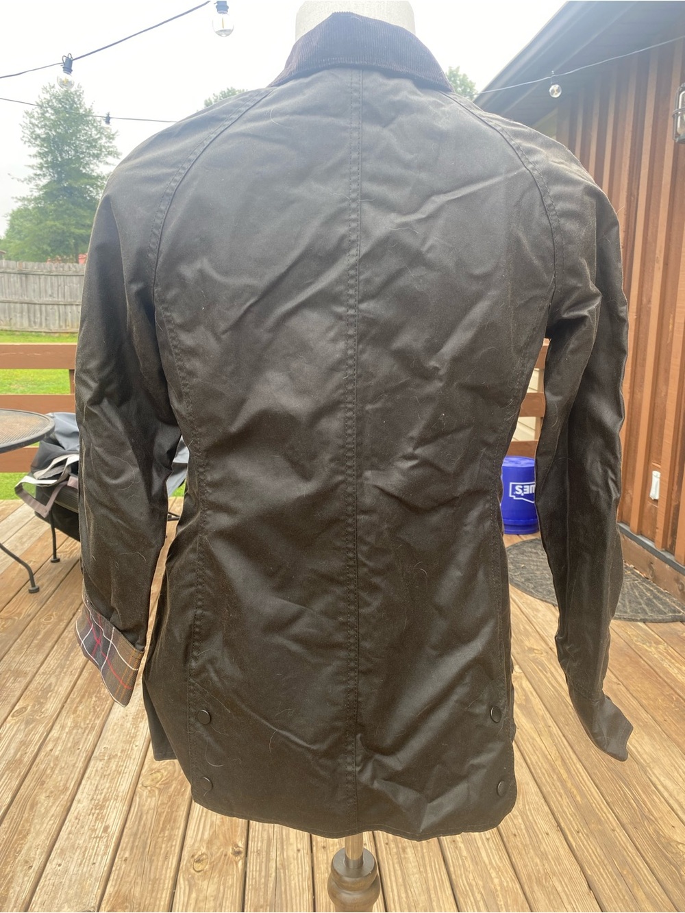 Barbour Dark Brown Waxed Cotton Field Jacket with Corduroy Collar - Picture 2 of 3